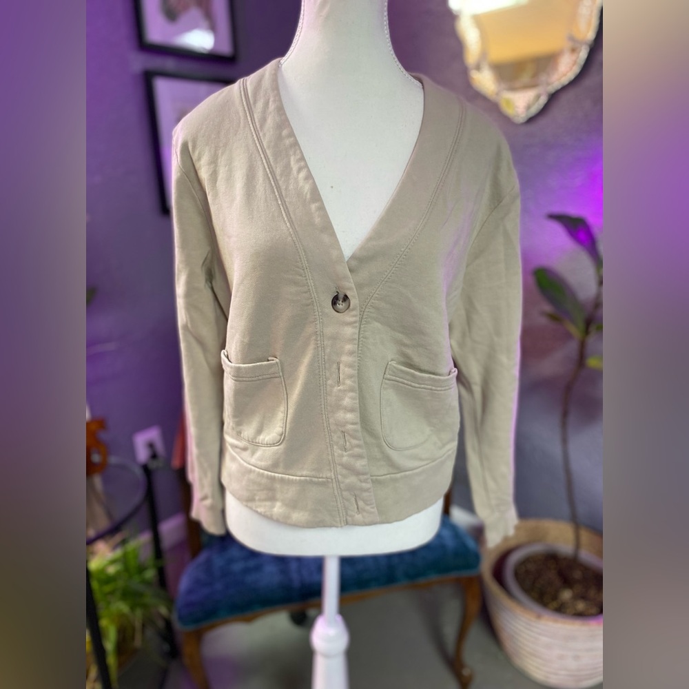 Toad&Co Beige V-Neck Single-Button Cardigan Jacket
